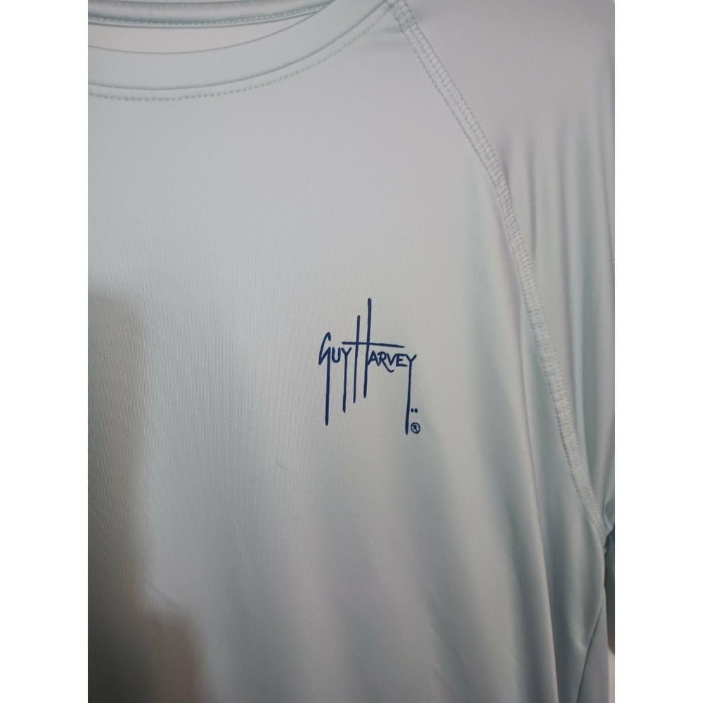 Guy Harvey Mens Large White Long Sleeve Fishing Shirt Marlin Graphic Tee